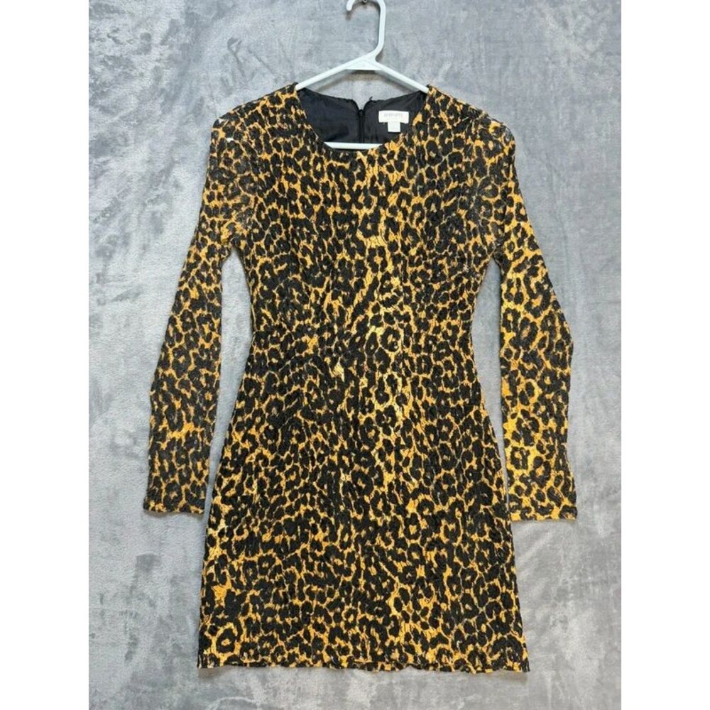Rodarte for Target Womens Leopard Print Lace Bow Back Dress Gold Black Size 1